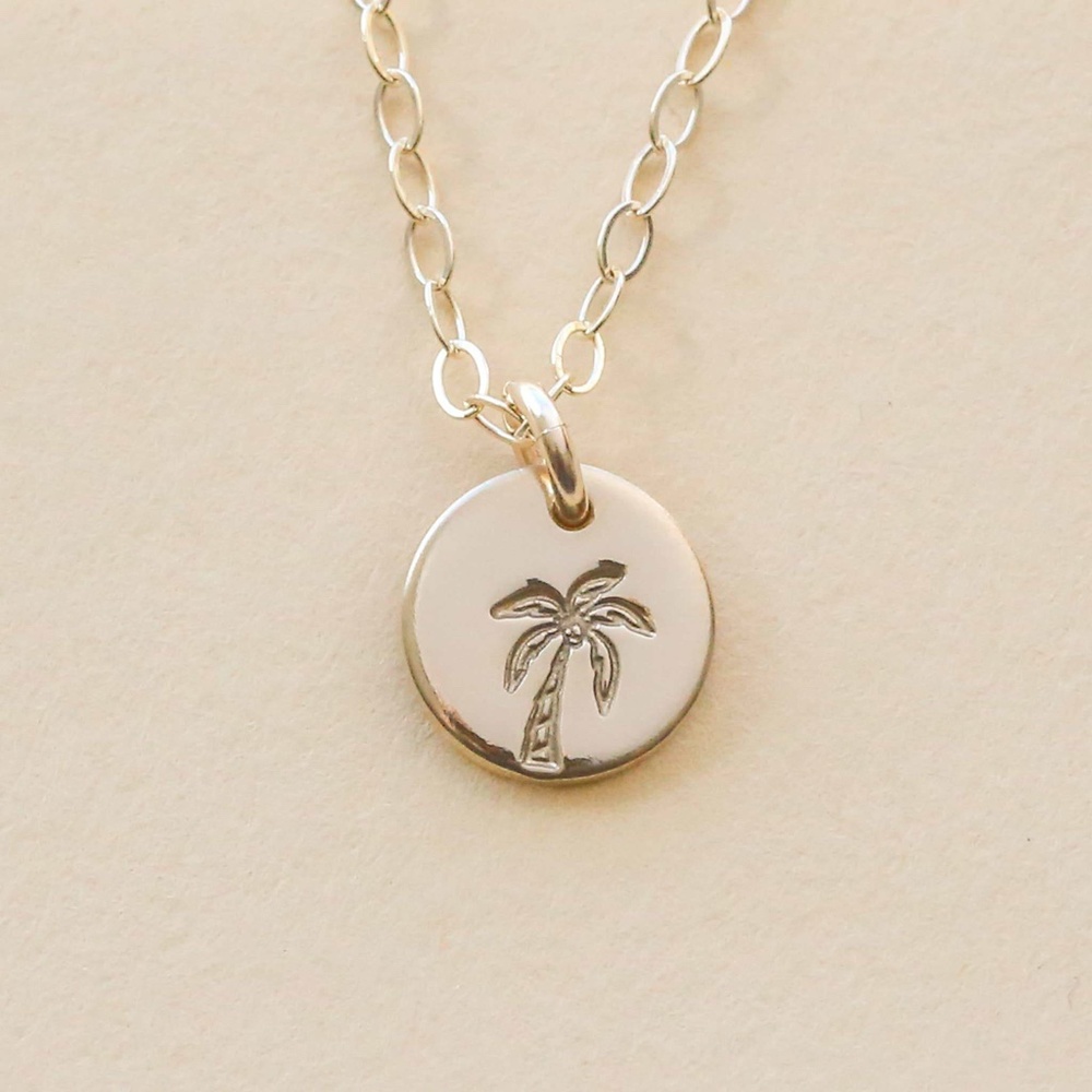 Rose Gold Palm Tree Coin Necklace - Picture 2 of 4